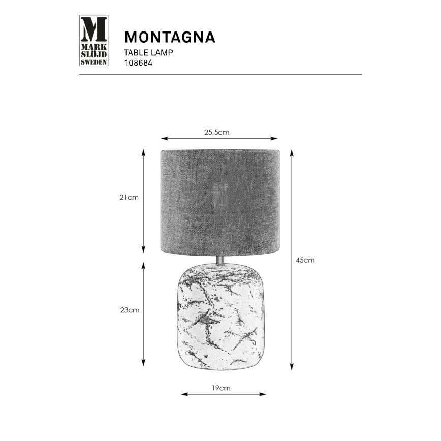 Markslöjd 108684 - Bordslampa MONTAGNA 1xE14/40W/230V 45 cm beige/svart