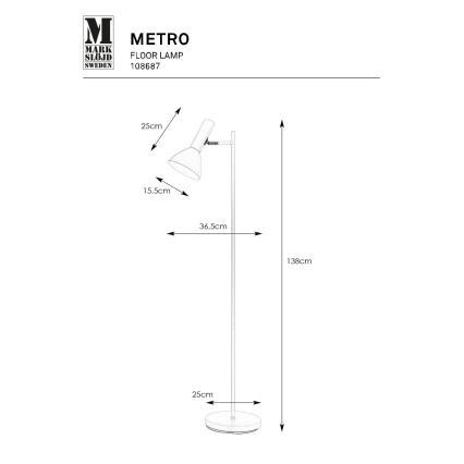 Markslöjd 108687 - Golvlampa METRO 1xE27/40W/230V vit