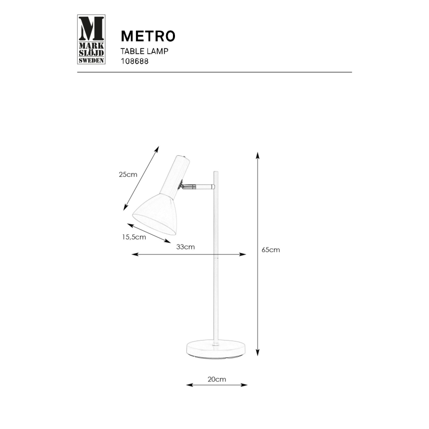 Markslöjd 108688 - Bordslampa METRO 1xE27/40W/230V vit
