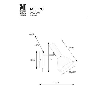 Markslöjd 108689 - Vägglampa METRO 1xE27/40W/230V vit