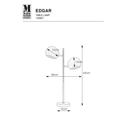Markslöjd 108691 - Bordslampa EDGAR 2xE14/40W/230V svart