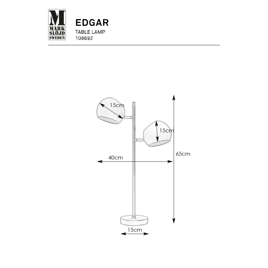 Markslöjd 108692 - Bordslampa EDGAR 2xE14/40W/230V guld