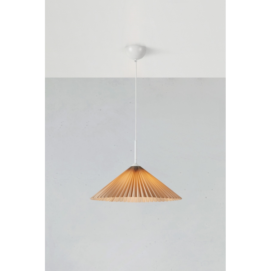 Markslöjd 108710 - Ljuskrona med textilsladd PLISADO 1xE27/40W/230V diameter 50 cm beige