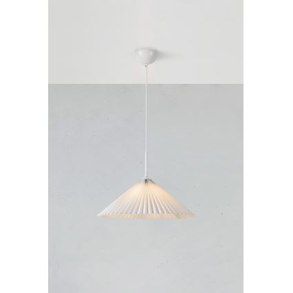 Markslöjd 108711 - Ljuskrona med textilsladd PLISADO 1xE27/40W/230V diameter 50 cm vit