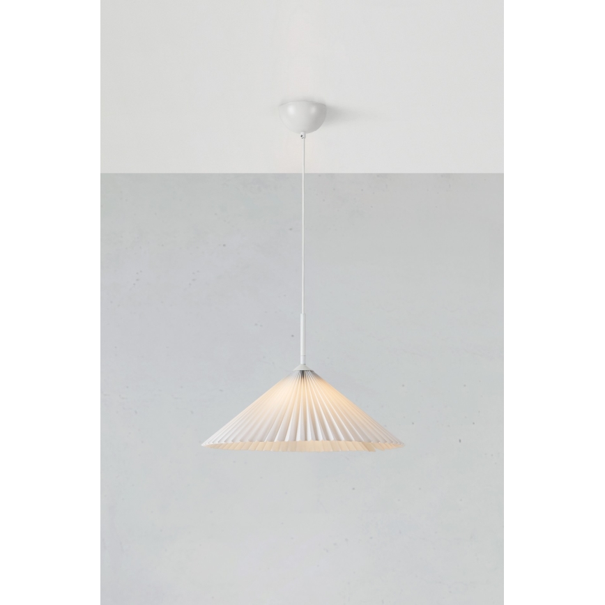 Markslöjd 108711 - Ljuskrona med textilsladd PLISADO 1xE27/40W/230V diameter 50 cm vit