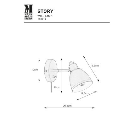 Markslöjd 108712 - Vägglampa STORY 1xE14/40W/230V svart