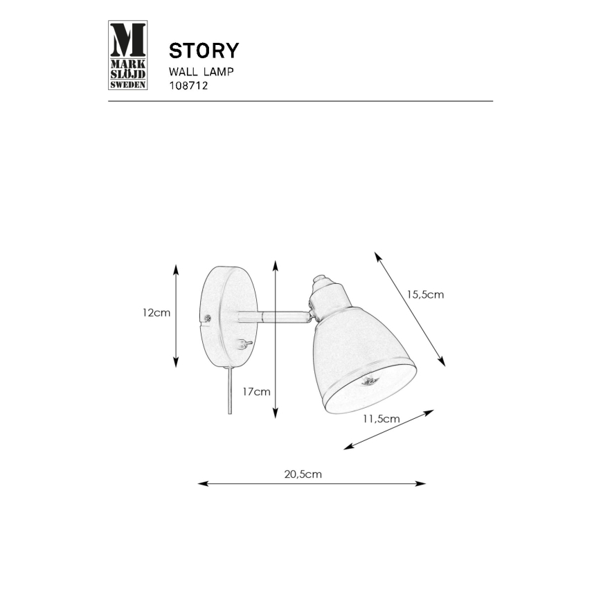 Markslöjd 108712 - Vägglampa STORY 1xE14/40W/230V svart