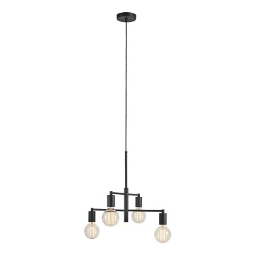 Markslöjd 108716 - Ljuskrona med textilsladd CIELO 4xE27/40W/230V svart