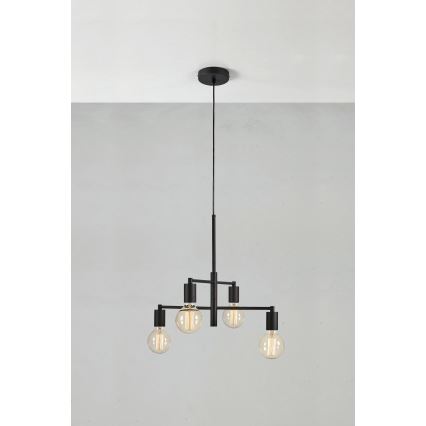 Markslöjd 108716 - Ljuskrona med textilsladd CIELO 4xE27/40W/230V svart
