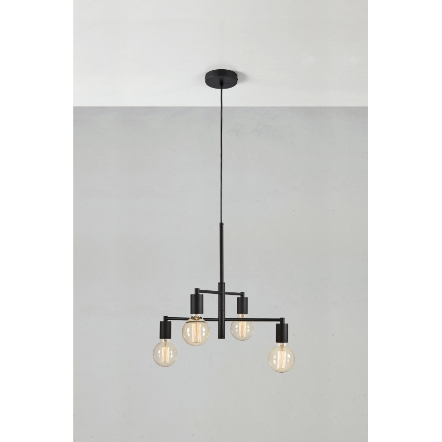 Markslöjd 108716 - Ljuskrona med textilsladd CIELO 4xE27/40W/230V svart