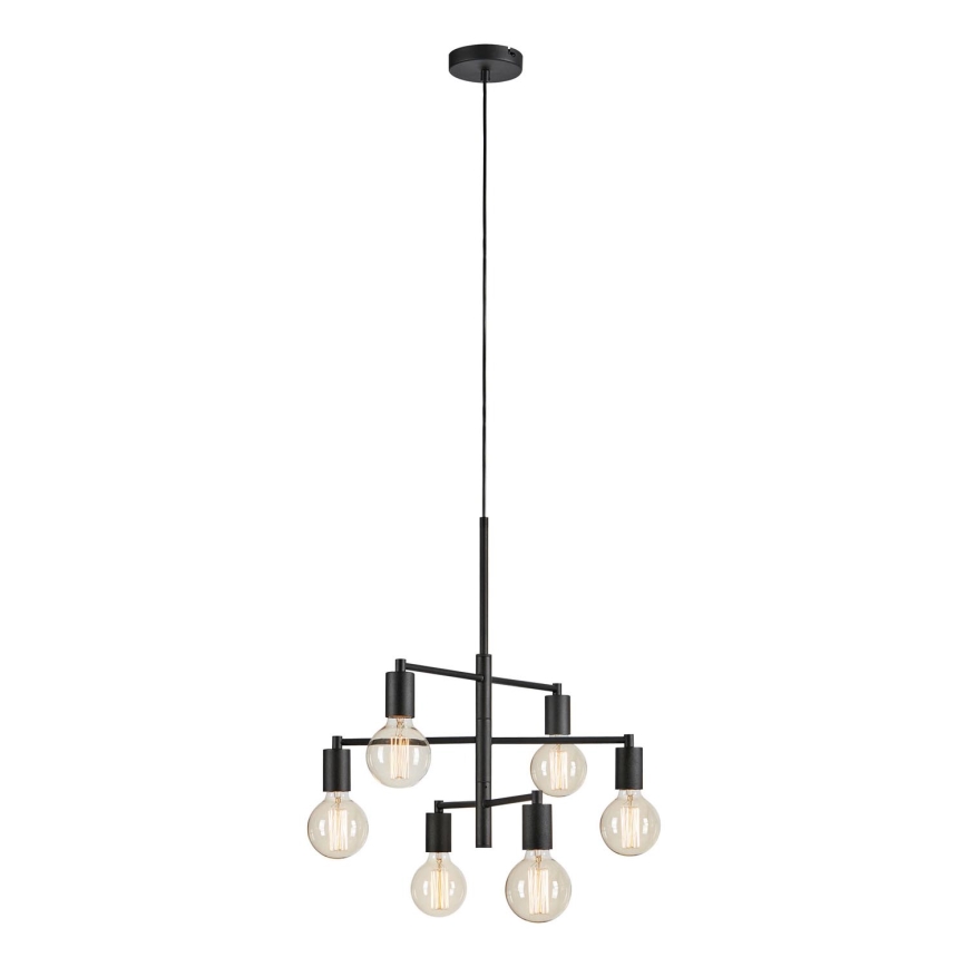 Markslöjd 108717 - Ljuskrona med textilsladd CIELO 6xE27/40W/230V svart