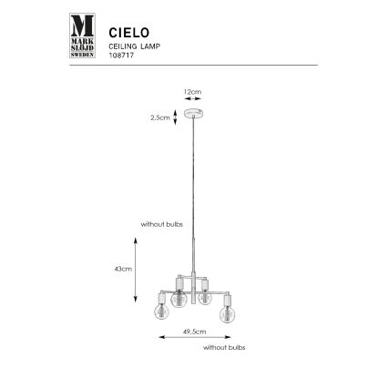 Markslöjd 108717 - Ljuskrona med textilsladd CIELO 6xE27/40W/230V svart