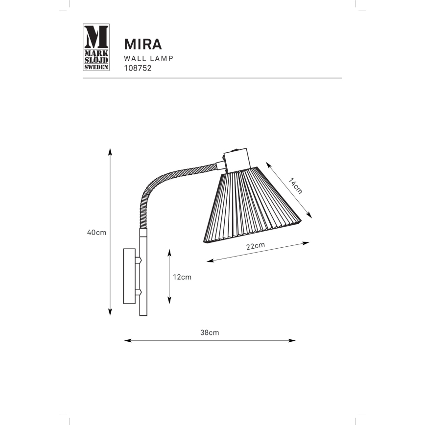 Markslöjd 108752 - Vägglampa MIRA 1xE14/40W/230V svart/vit