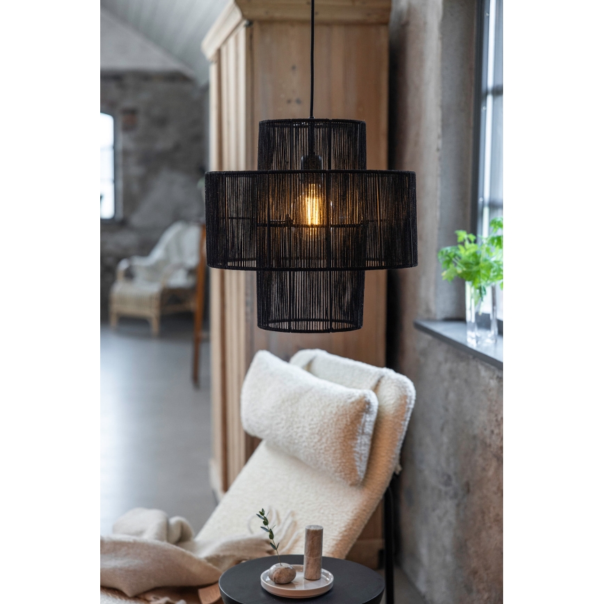 Markslöjd 108766 - Ljuskrona med textilsladd SOGA 1xE27/40W/230V svart