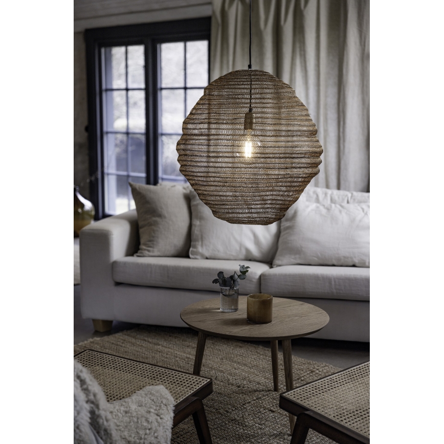 Markslöjd 108773 - Ljuskrona med textilsladd TAZZA 1xE27/40W/230V guld