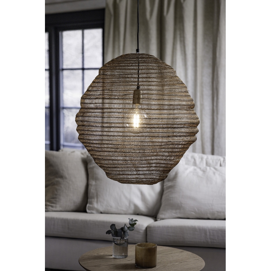 Markslöjd 108773 - Ljuskrona med textilsladd TAZZA 1xE27/40W/230V guld