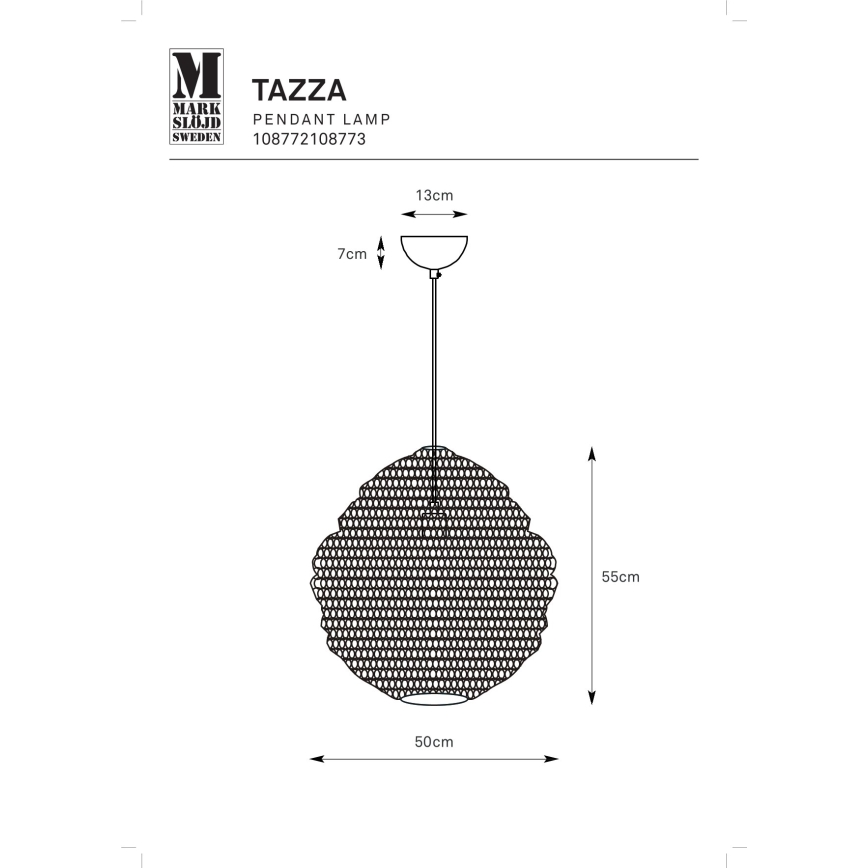 Markslöjd 108773 - Ljuskrona med textilsladd TAZZA 1xE27/40W/230V guld