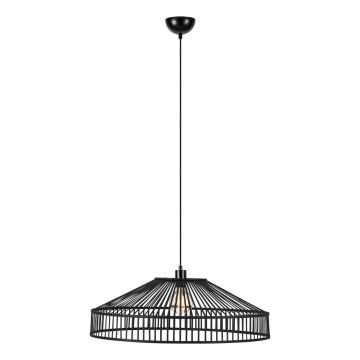 Markslöjd 108782 - Ljuskrona med textilsladd TAPA 1xE27/40W/230V svart/Bambu