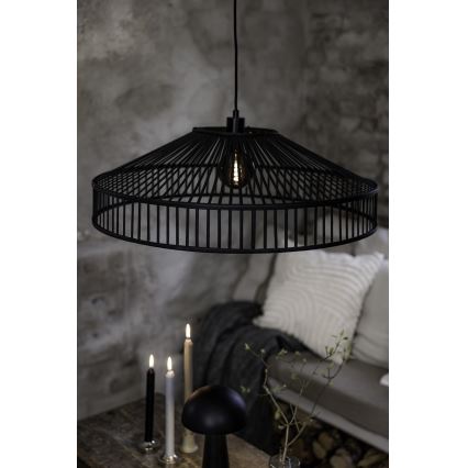 Markslöjd 108782 - Ljuskrona med textilsladd TAPA 1xE27/40W/230V svart/Bambu