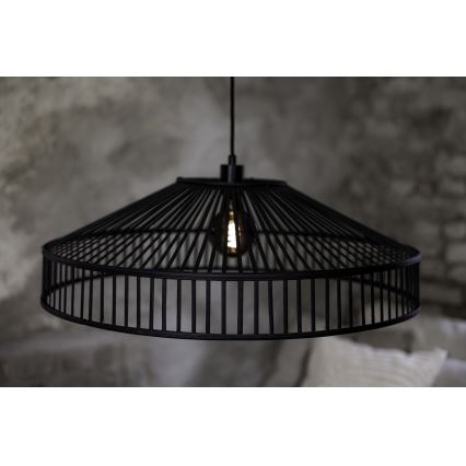 Markslöjd 108782 - Ljuskrona med textilsladd TAPA 1xE27/40W/230V svart/Bambu