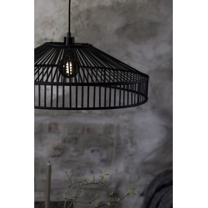 Markslöjd 108782 - Ljuskrona med textilsladd TAPA 1xE27/40W/230V svart/Bambu