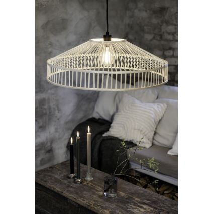 Markslöjd 108783 - Ljuskrona med textilsladd TAPA 1xE27/40W/230V beige/Bambu