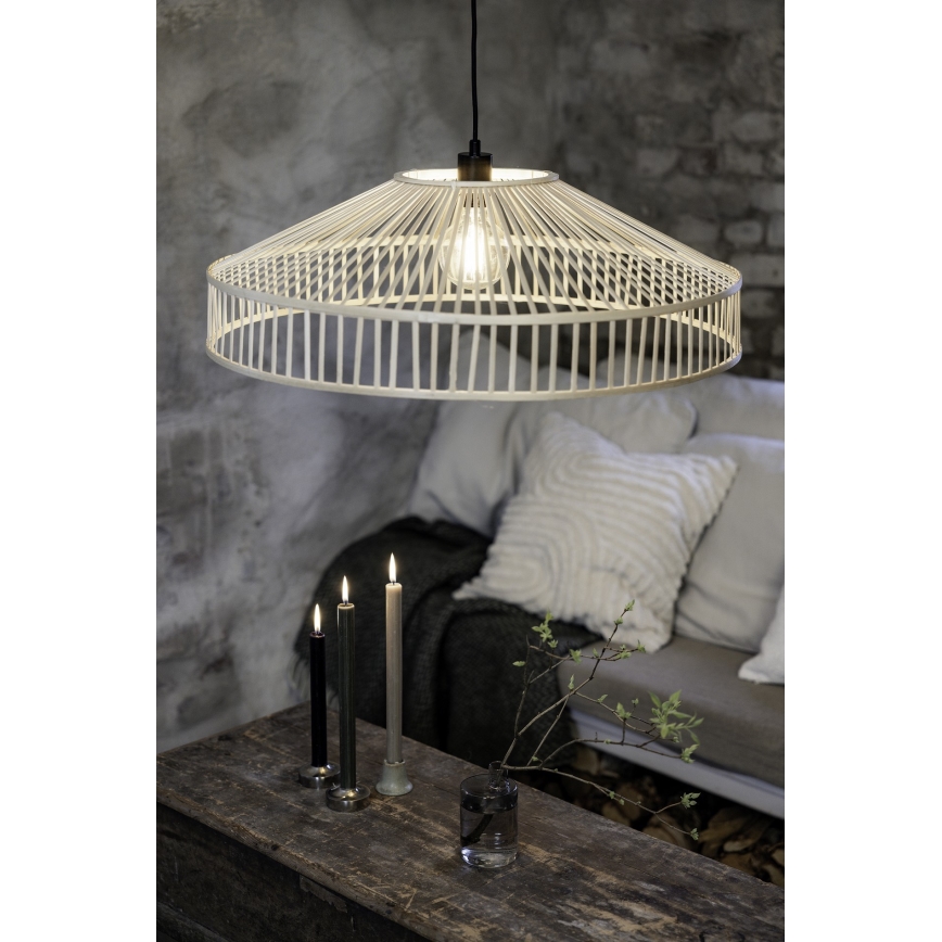 Markslöjd 108783 - Ljuskrona med textilsladd TAPA 1xE27/40W/230V beige/Bambu