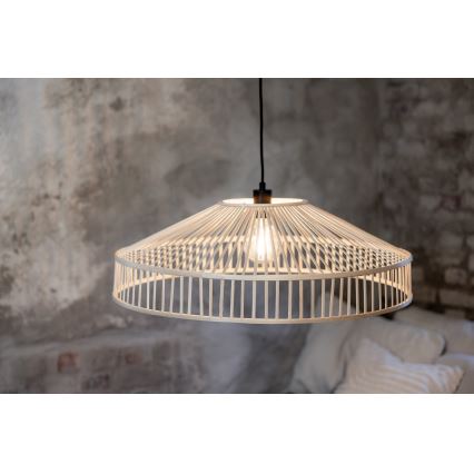 Markslöjd 108783 - Ljuskrona med textilsladd TAPA 1xE27/40W/230V beige/Bambu