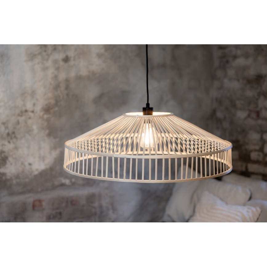 Markslöjd 108783 - Ljuskrona med textilsladd TAPA 1xE27/40W/230V beige/Bambu
