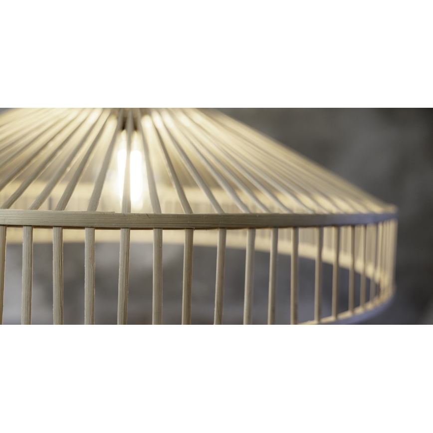 Markslöjd 108783 - Ljuskrona med textilsladd TAPA 1xE27/40W/230V beige/Bambu