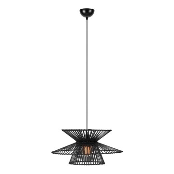 Markslöjd 108784 - Ljuskrona med textilsladd DUPLICI 1xE27/40W/230V svart/Bambu