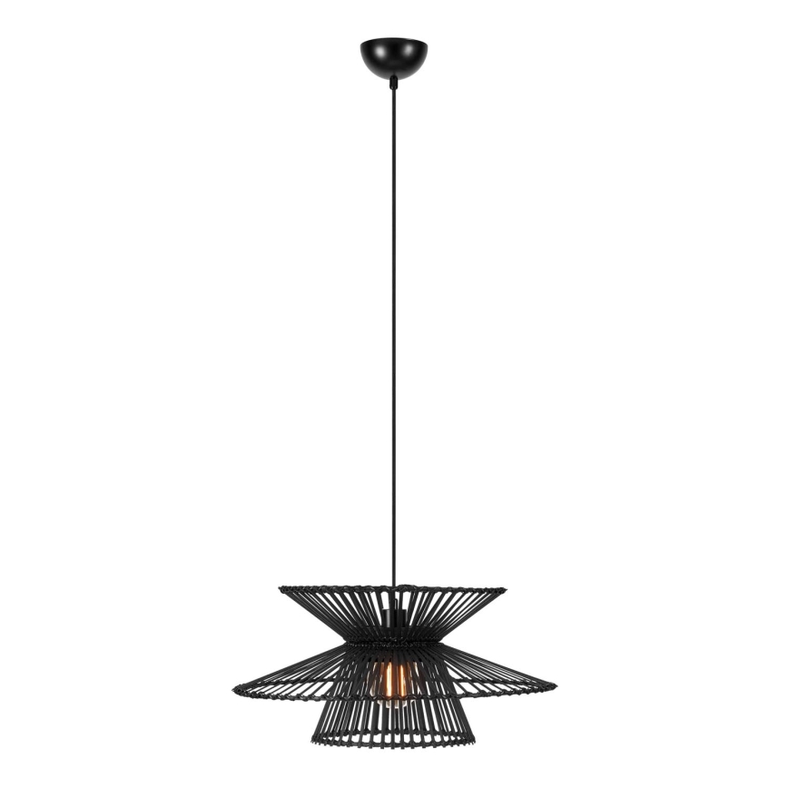Markslöjd 108784 - Ljuskrona med textilsladd DUPLICI 1xE27/40W/230V svart/Bambu