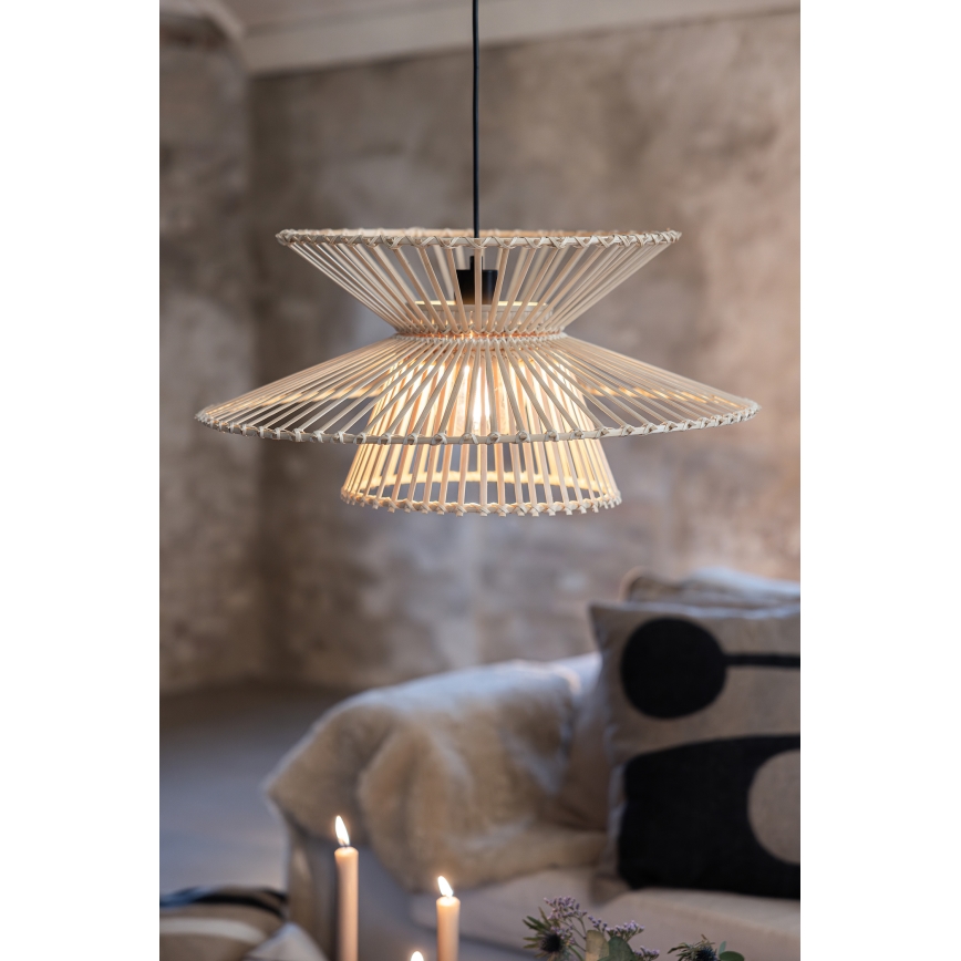 Markslöjd 108785 - Ljuskrona med textilsladd DUPLICI 1xE27/40W/230V beige/Bambu