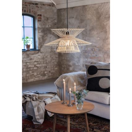 Markslöjd 108785 - Ljuskrona med textilsladd DUPLICI 1xE27/40W/230V beige/Bambu