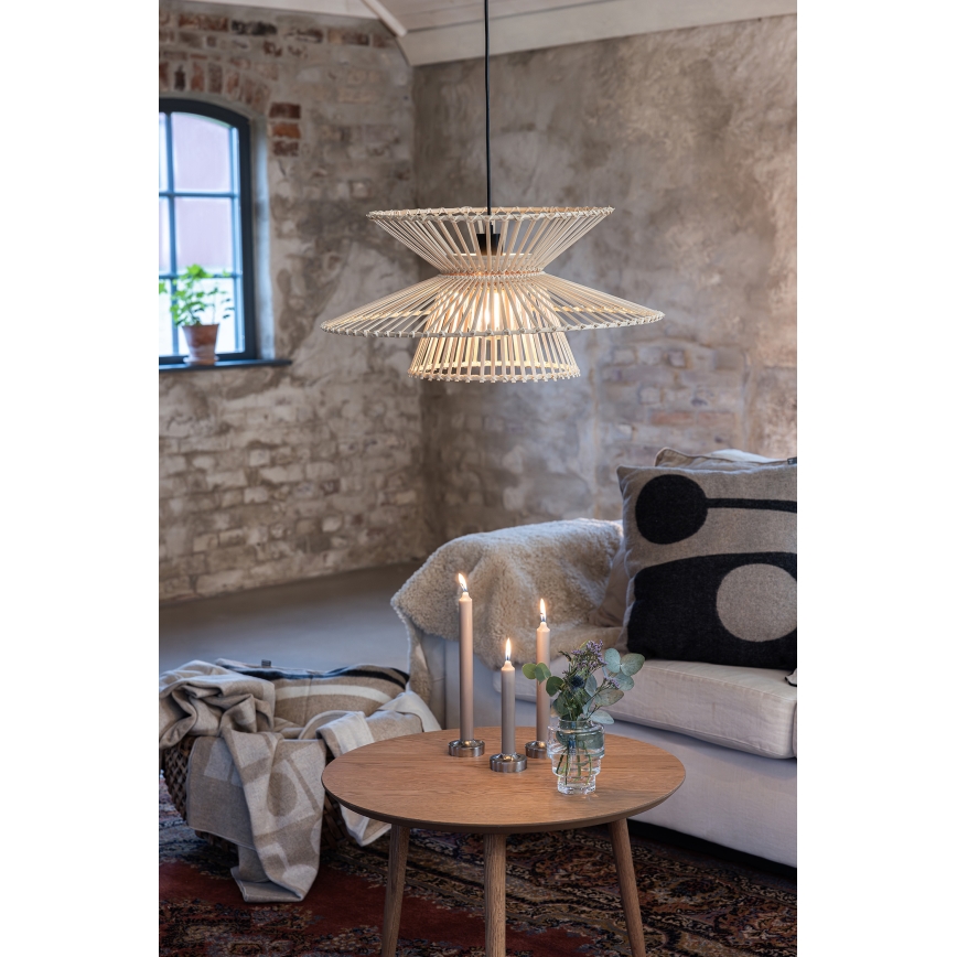 Markslöjd 108785 - Ljuskrona med textilsladd DUPLICI 1xE27/40W/230V beige/Bambu