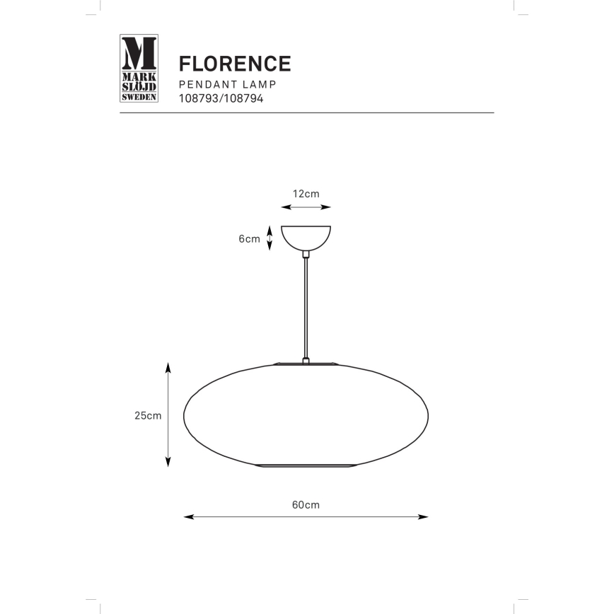 Markslöjd 108794 - Ljuskrona med textilsladd FORENCE 1xE27/40W/230V diameter 60 cm vit