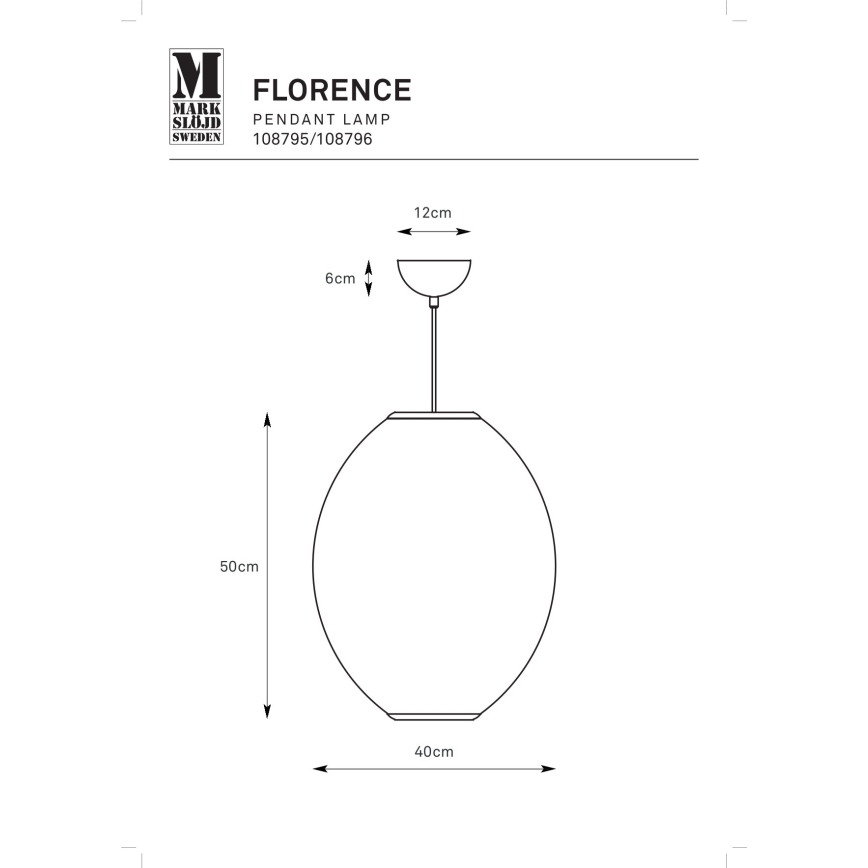 Markslöjd 108796 - Ljuskrona med textilsladd FLORENCE 1xE27/40W/230V vit