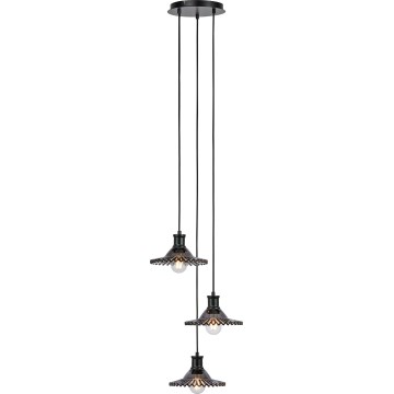 Markslöjd 108853 - Ljuskrona med textilsladd NOVIA 3xE27/40W/230V svart/rökig