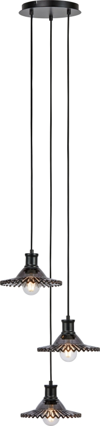 Markslöjd 108853 - Ljuskrona med textilsladd NOVIA 3xE27/40W/230V svart/rökig