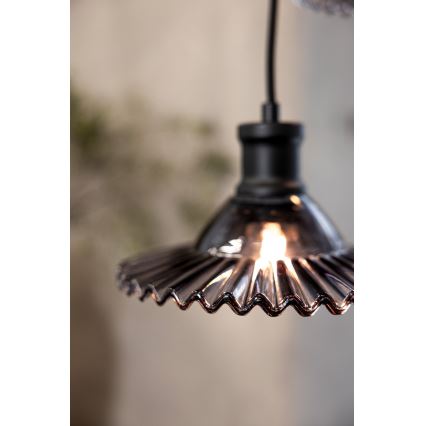 Markslöjd 108853 - Ljuskrona med textilsladd NOVIA 3xE27/40W/230V svart/rökig