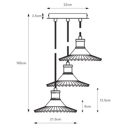 Markslöjd 108853 - Ljuskrona med textilsladd NOVIA 3xE27/40W/230V svart/rökig