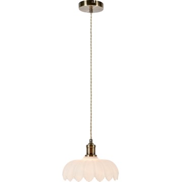Markslöjd 108857 - Ljuskrona med textilsladd KURAGE 1xE27/40W/230V mässing/vit