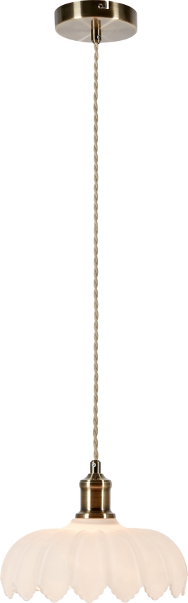 Markslöjd 108857 - Ljuskrona med textilsladd KURAGE 1xE27/40W/230V mässing/vit
