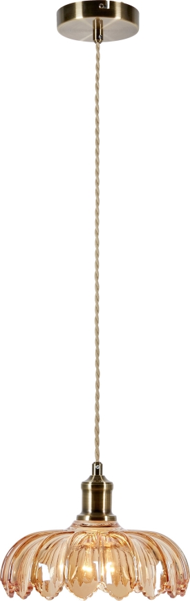 Markslöjd 108858 - Ljuskrona med textilsladd KURAGE 1xE27/40W/230V mässing/rökig beige