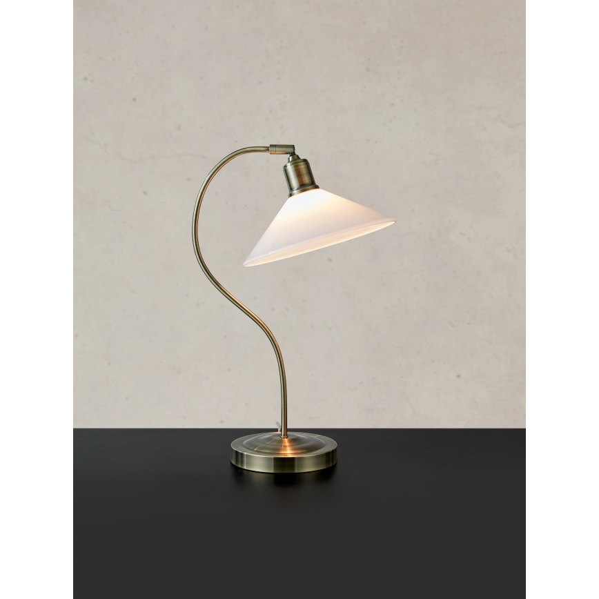 Markslöjd 108863 - Bordslampa VELA 1xE27/40W/230V mässing/vit