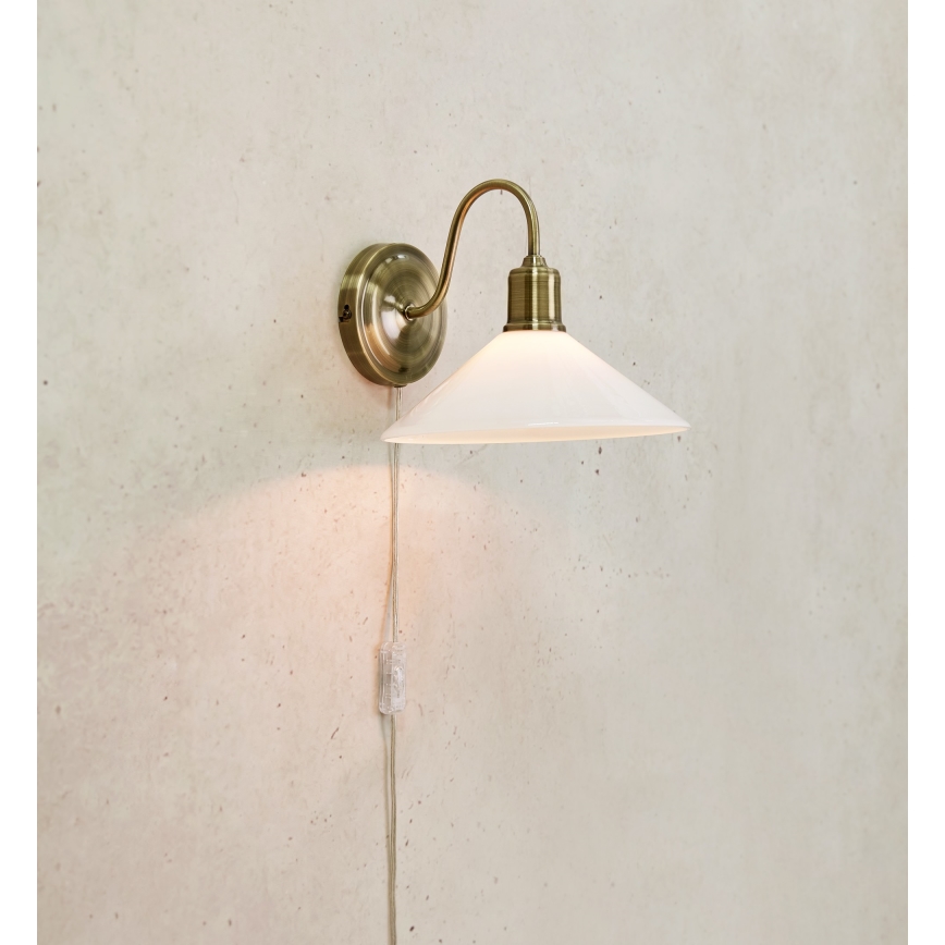 Markslöjd 108865 - Vägglampa VELA 1xE27/40W/230V mässing/vit