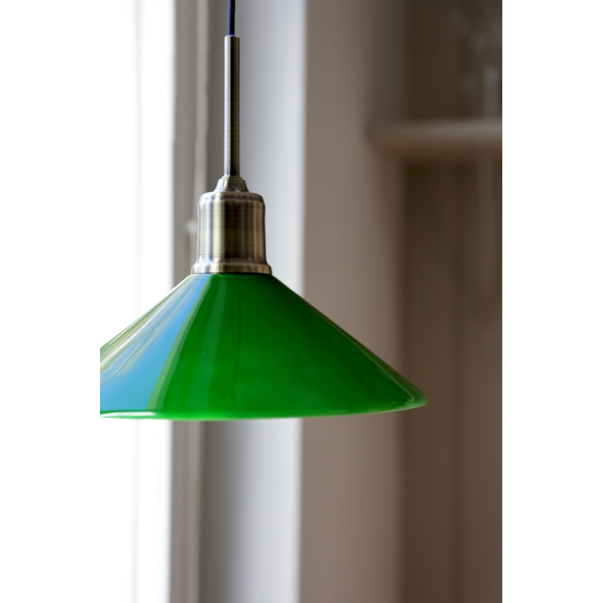 Markslöjd 108868 - Ljuskrona med textilsladd VELA 1xE27/40W/230V mässing/grön
