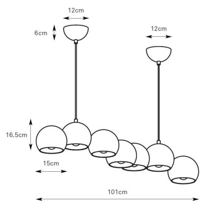 Markslöjd 108914 - Takpendel CUPOLO på kabel 7xE14/40W/230V, grå