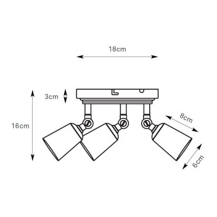 Markslöjd 108980 - Spotlampa TINY 3xGU10/7W/230V mässing