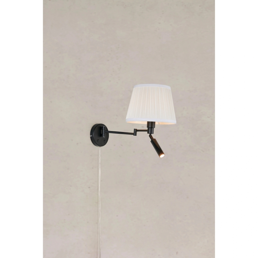 Markslöjd 109016 - LED-vägglampa PIVOT 1xE27/40W/230V + LED/4W krämvit/svart